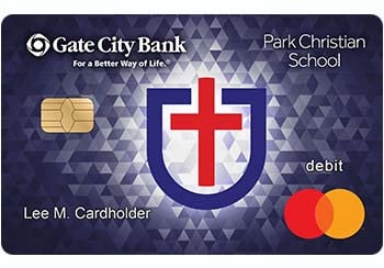 Example of Moorhead Park Christian School debit card from Gate City Bank