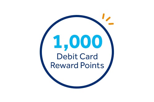 1,000 debit card reward points with a new checking account